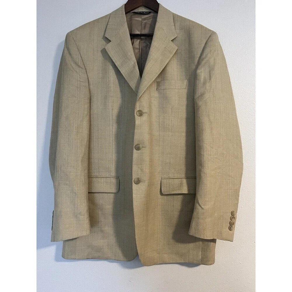 Ralph By Ralph Lauren Men’s 42L  Beige Silk‎ Wool Blazer 3 Button
